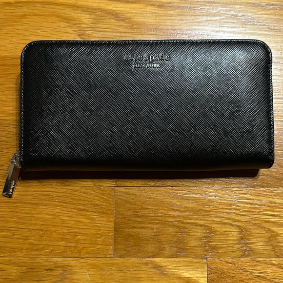 Kate Spade - Leather Zip Wallet - Spencer Saffiano - Black - New - Picture 1 of 9